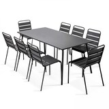 thumbnail of Ensemble table de terrasse et 8 chaises en métal gris - Oviala