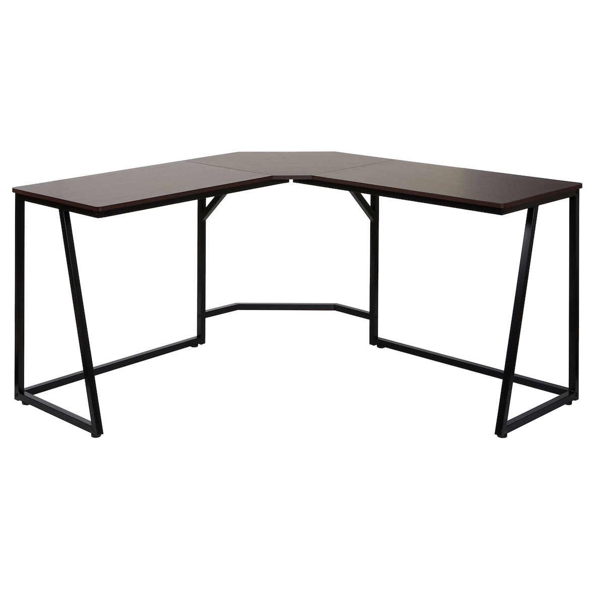 Eck-Schreibtisch HWC-K66, Computertisch Arbeitstisch, MVG-zertifiziert 76x140x140cm, MDF Metall ~ dunkelbraun