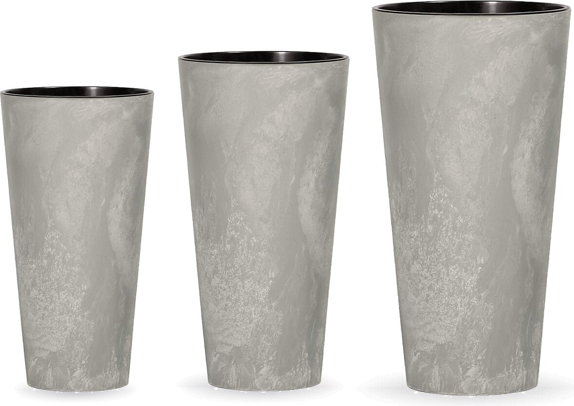 WellHome - Set mit 3 mittleren Pflanztöpfen Tubus Slim in Zementfarbe