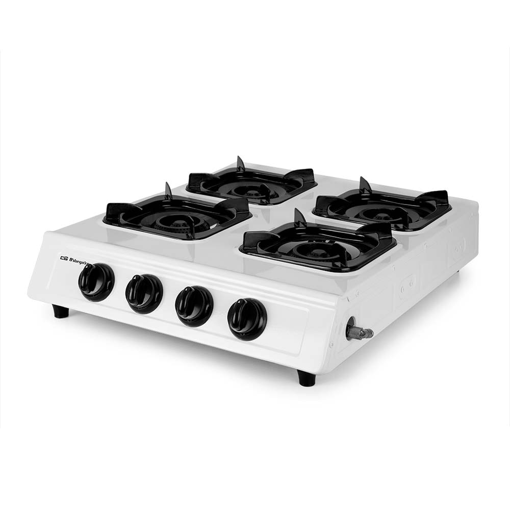 Orbegozo hornillo a gas FO 4000, encendido piezoeléctrico, 4 quemadores de triple corona, uso exterior, entrada de gas orientable