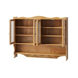 thumbnail of Hängeschrank Wandschrank Massivholz+Glas Natur 100x20x80 cm mit 4 Türen, herausnehmbaren Einlegeböden, Hakenleiste und offenem Fach