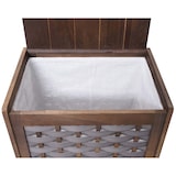 thumbnail of Cesto para roupa suja HWC-G37, cesto para roupa suja, caixa para roupa suja, madeira maciça, vime com aspeto gasto 61x51x35cm ~ castanho