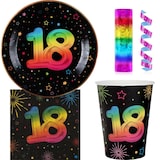 thumbnail of 18. Geburtstag Einweggeschirr bunt Partyset Party Geschirr Pappteller Pappbecher Servietten