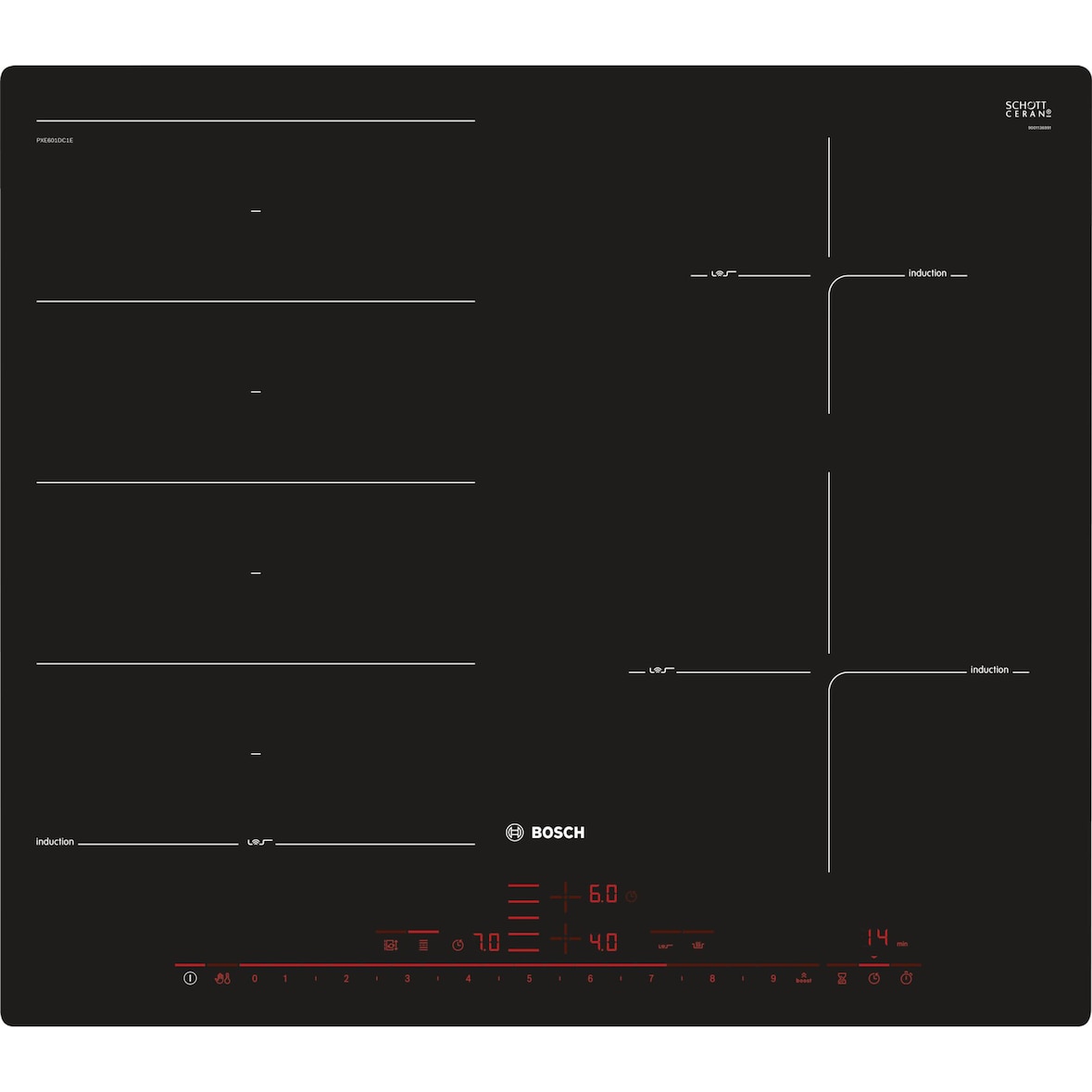 Bosch Serie 8 Glaskeramik-Kochfeld PXE601DC1E, 60 cm