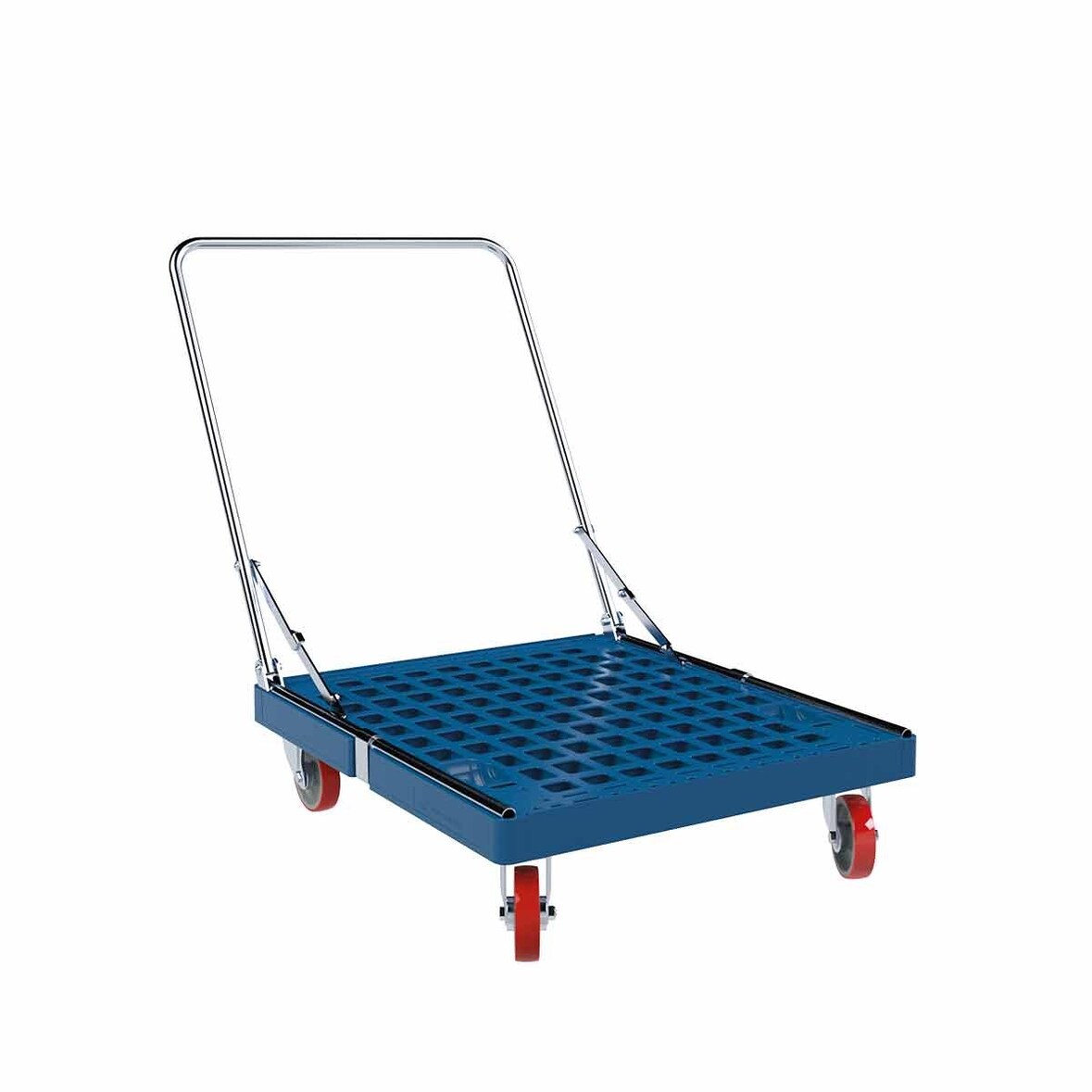 Rollplatte KU blau, 724 x 815 mm, ø 125 PU, mit klappbarem Schiebebügel ME Cr 3