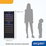 thumbnail of Exquisit Weinkühlschrank 2 Zonen, Platz für 78 Flaschen, 194 l, Umluftventilator, 9 Holzablagen, Digitale Temperaturanzeige, WS2-78-GTE-160G schwarz