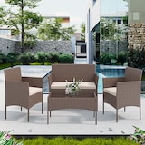 thumbnail of Arreditaly Set Di Mobili da Giardino Salotto Salottino in Rattan 4 Posti Tavolino E Ripiano In Vetro 2 Poltrone e Divano 2 Posti Per Giardino Brown