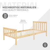 thumbnail of ML-Design Holzbett 90x200 cm Natur – Kiefernholz Massivholzbett mit Lattenrost & Füßen, Einzelbett mit Kopf- & Fußteil, Jugendbett für Kinder &