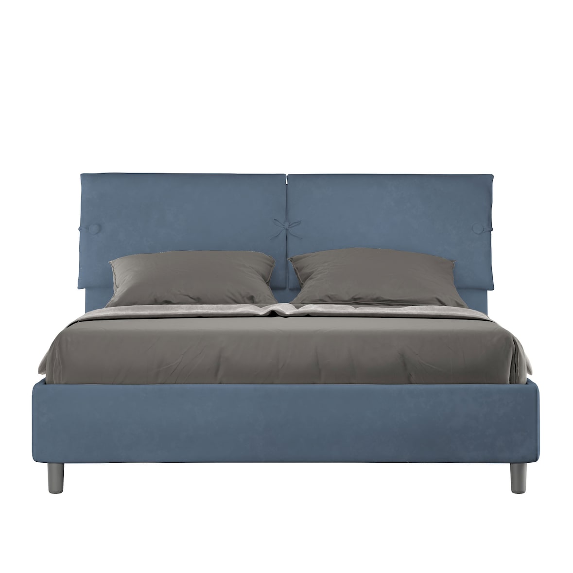 Letto Matrimoniale senza rete imbottito 160x210 microfibra blu Sleeper