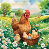 thumbnail of 20 Servietten Papier 33x33cm 3-lagig - hochwertige Einweg Papierservietten Huhn Küken Bauernhof Frühling Tischdeko für Ostern Brunch Feier Naturdeko