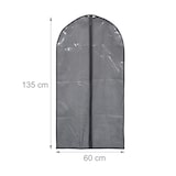 thumbnail of Relaxdays Kleidersack 6er Set, mit Reißverschluss, 135 x 60 cm, Vlies, Schutzhülle Anzug, Kleid, Hemd, grau/transparent