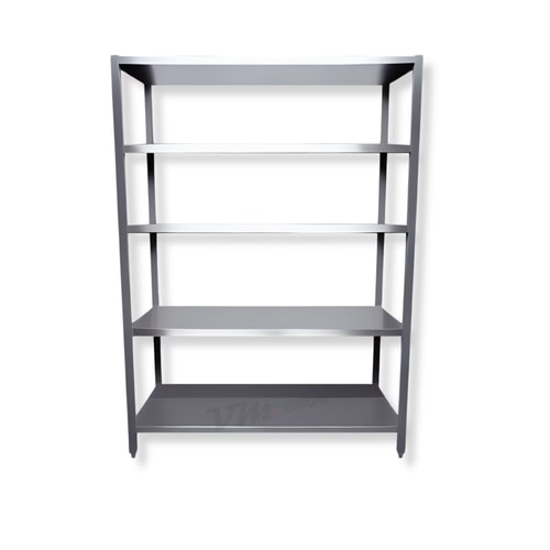 Edelstahl Lagerregal - H=2200mm - 5 Böden - AISI 430 - komplett  verschweißt  - Tragfähigkeit 70 kg/m²: 120 x 40 cm / verschweißt / 5