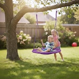 thumbnail of Relaxdays Nestschaukel, rund, für Kinder & Erwachsene, verstellbar, Ø 90 cm, Garten Tellerschaukel, bis 100 kg, lila