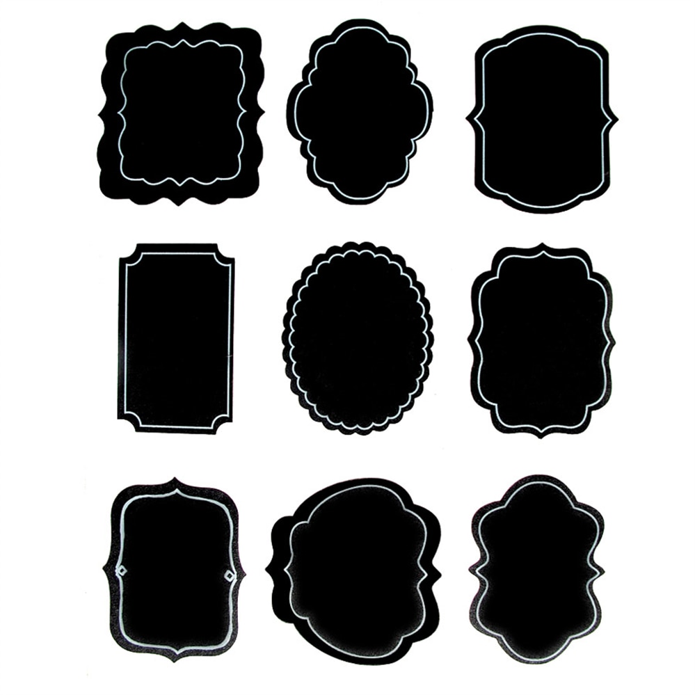 2 Hojas (18 U.) Etiquetas Formas Surtidas   Negro Vinilo (12 unidades)