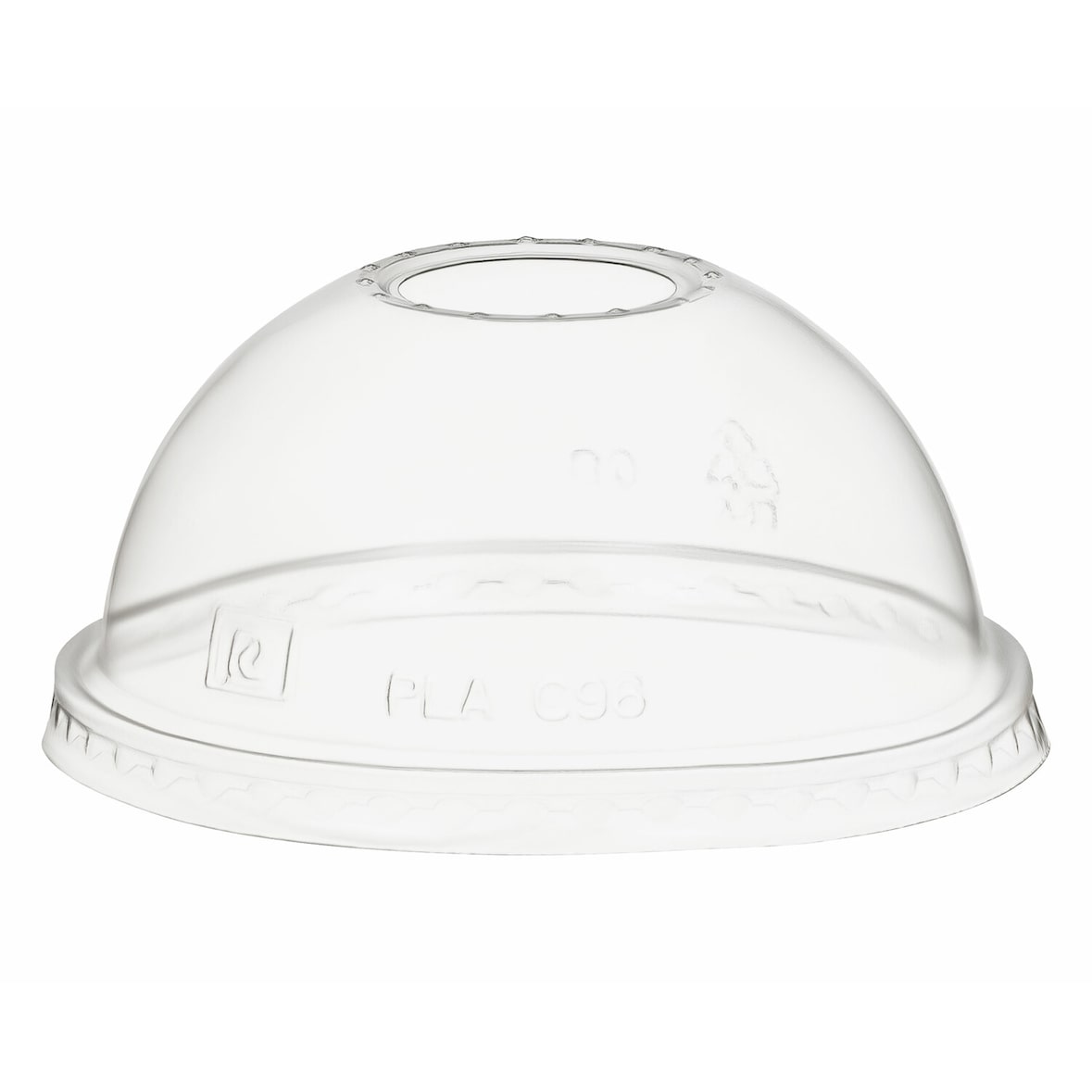 300x BIO Domdeckel zu Becher 300/400/500ml mit Rundloch O 96mm Bio-Kunststoff