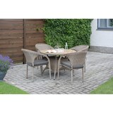 thumbnail of Gartentisch CITIES rund Teak-Look - Kunststoff, Ingwerbraun, 100x100x73cm | Terrassentisch Wetterfest Outdoor Tisch