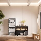 thumbnail of Schoenenkast, 167x35x145cm, Voor slaapkamer, Elektrische haard XXL, Moderne stijl, Wit _ 482_49