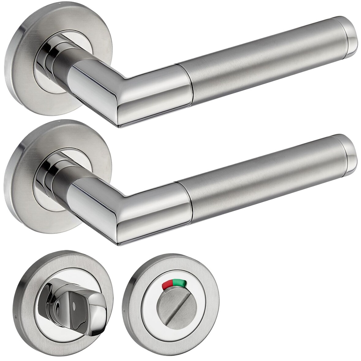Türgriff Edelstahl Türgarnitur Türdrücker Türbeschlag Türklinke Innentür Bad WC ELEN WC Garnitur-SET