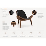 thumbnail of Shell Chair - Walnoot Hout - Zwart Leer - Stoel - Fauteuil - Loungestoel - Smile Chair