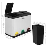 thumbnail of WellHome - Caixote do lixo ecológico 45 litros com 3 compartimentos (3x15L), cor Prateada - 58,5x40x46cm