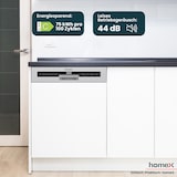 thumbnail of homeX Geschirrspüler 60 cm, Einbau Spülmaschine teilintegrierbar - 14 Maßgedecke, 7 Programme, AquaStop, DWSI601444C