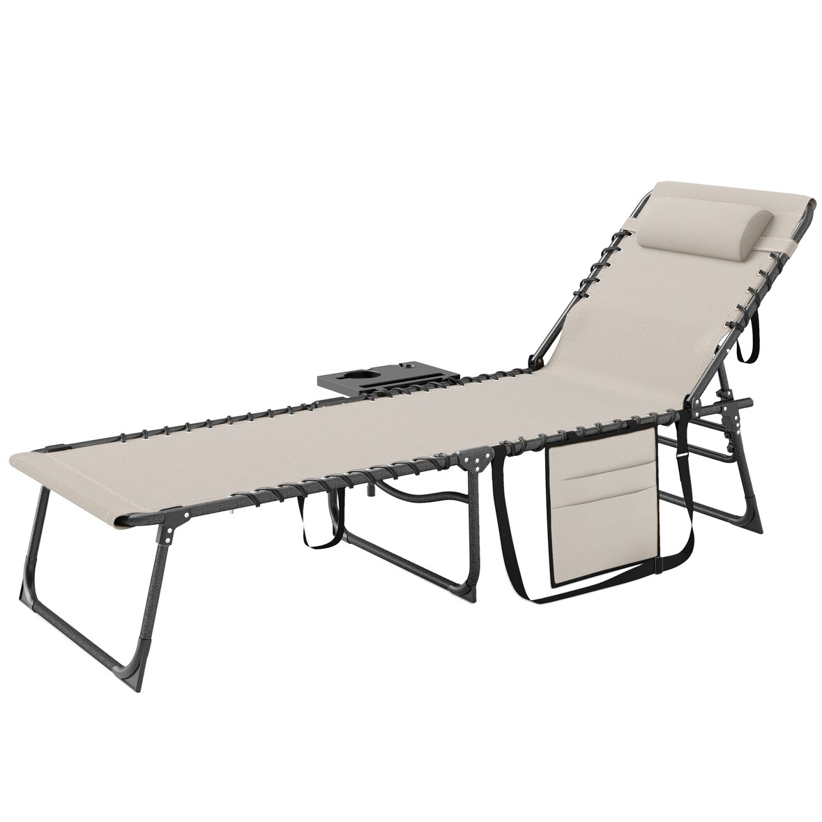 Outsunny Sdraio da Giardino Pieghevole e Reclinabile a 5 Livelli Crema