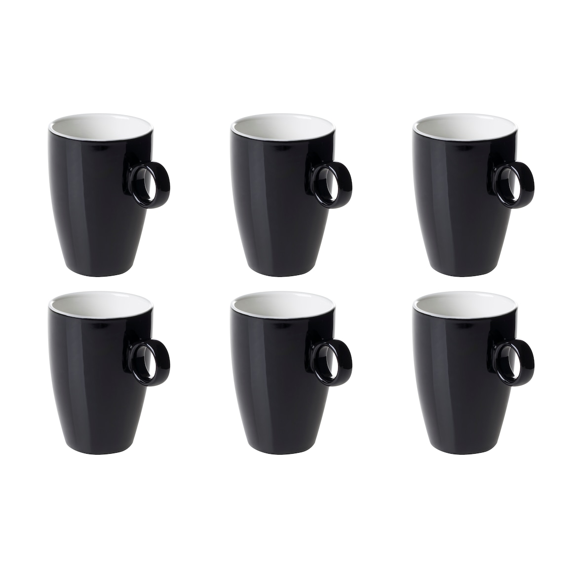 Maastricht Porzellan Becher Bart Colour Café 23 cl Schwarz 6 Stück