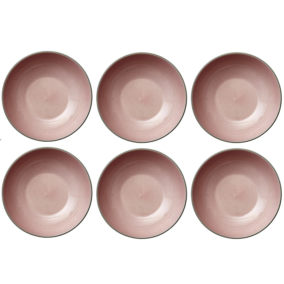 Bitz® Gastro set 6 stuks Pastaborden/diepe borden Ø 20 cm - Zwart/Licht Roze 11200