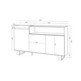 thumbnail of Aparadores para salón, 150x35x87cm, 3 Puertas, Diseño industrial, Roble y negro _69_6