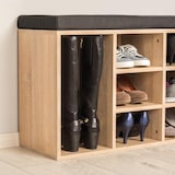 thumbnail of tectake Schoenenkast met zitkussen 103,5x48x30cm - donkergrijs/eiken licht - 402076