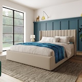 thumbnail of Merax Doppelbett 180x200 Polsterbett aus Leinen mit Lattenrost & Hydraulische Stauraum Beige