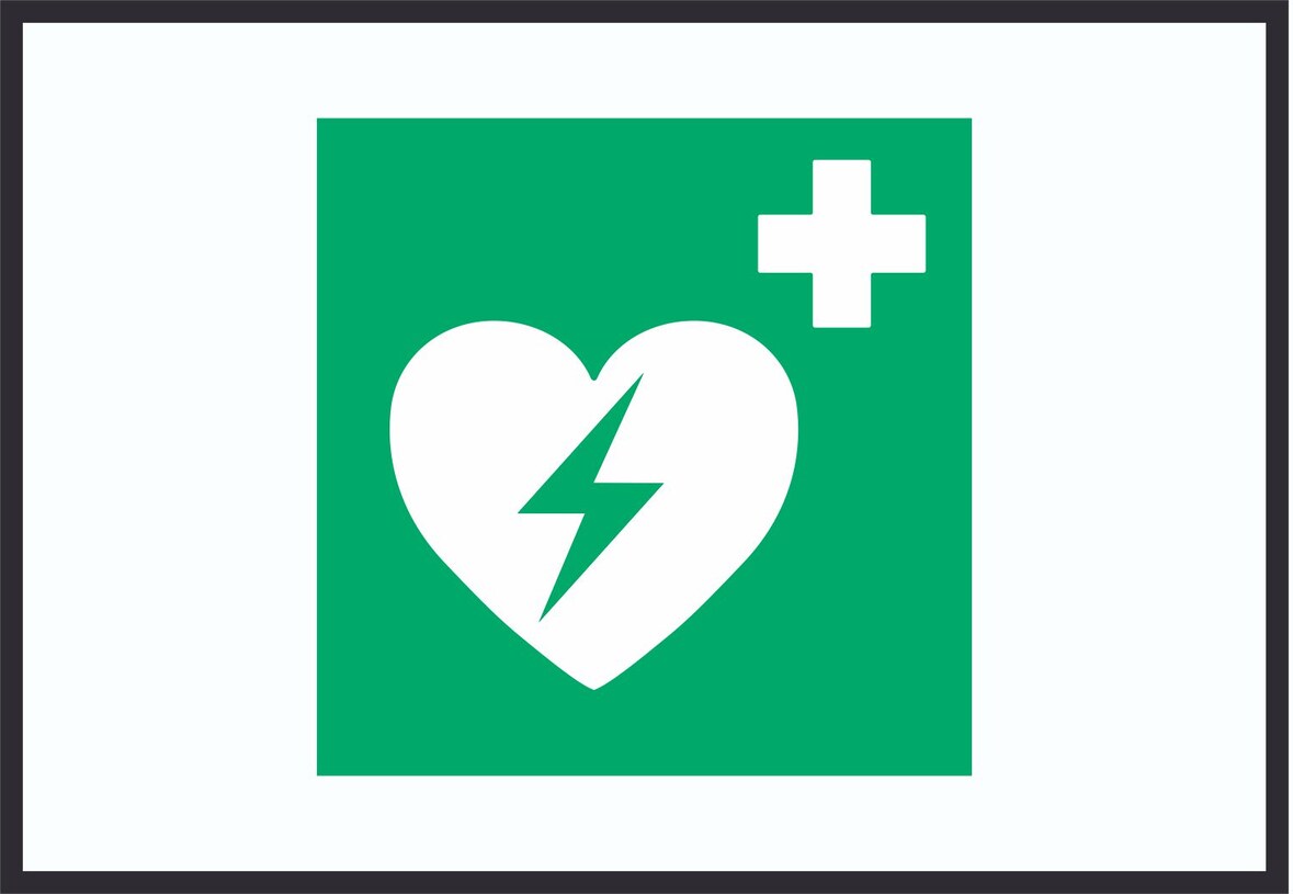 Defibrillator Symbol A4 Rückseite selbstklebend Schild