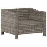 thumbnail of Tuinfauteuil met grijs kussen in gevlochten hars 02_0014481