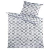 thumbnail of 2-tlg. Seersucker Bettwäsche Übergröße: 155x220 +80x80cm, weiß grau, kariert, bügelfrei