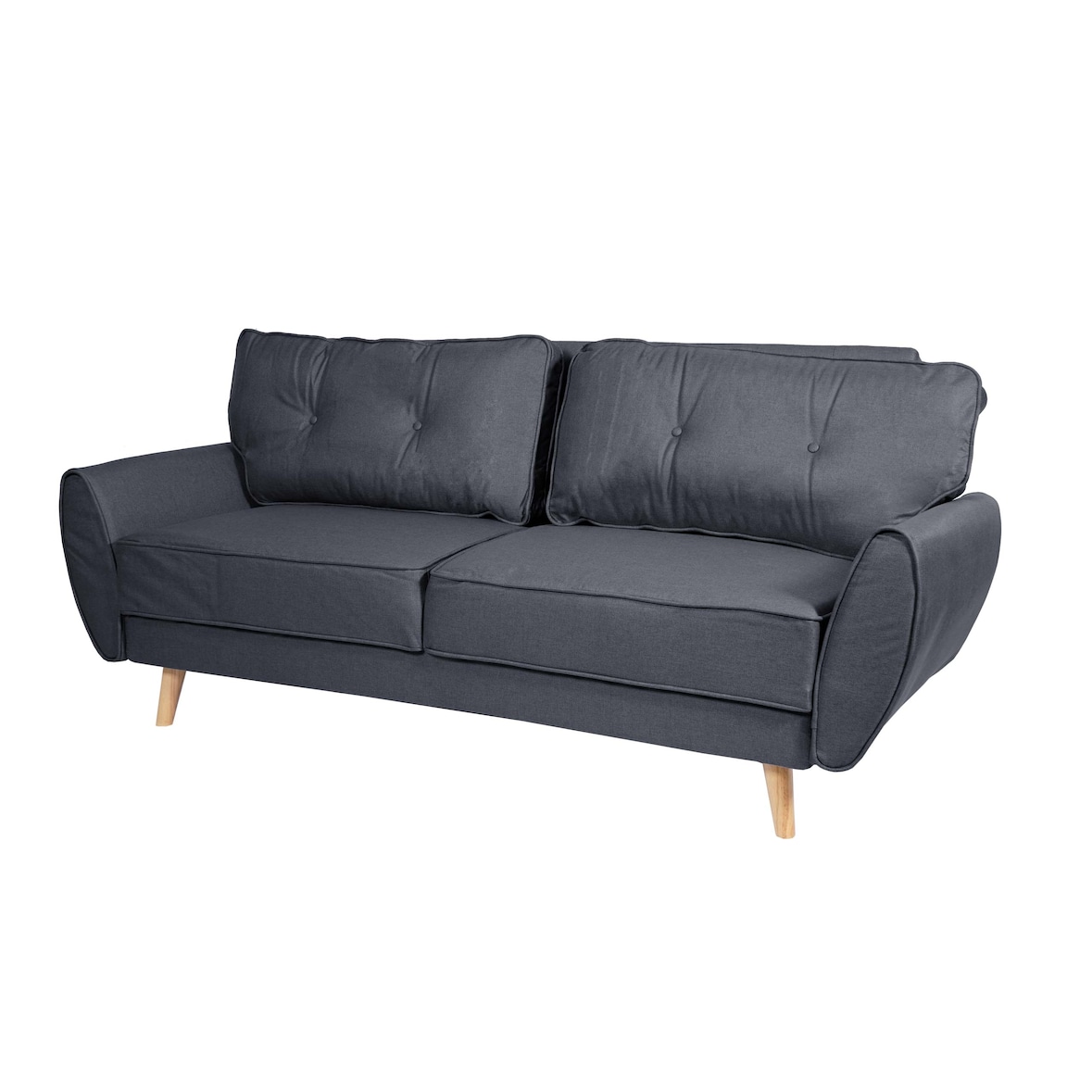 3er-Sofa HWC-J19, Couch Klappsofa Lounge-Sofa, Schlaffunktion 203cm ~ Stoff/Textil anthrazit