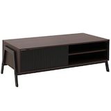 thumbnail of Couchtisch HWC-O40, Wohnzimmertisch Sofatisch, Staufächer Schiebetür MDF Metall Melamin 42x120x60cm ~ Walnuss-Optik