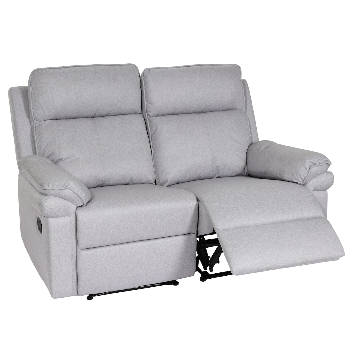 2-zits bioscoopfauteuil HWC-L94, relax TV-fauteuil met armleuning, relaxfunctie Nosag-vering stof/textiel ~ lichtgrijs