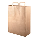 thumbnail of 500 Papiertragetaschen 260 + 170 x 250 mm braun stabile 80 g/m² Grammatur Papiertüten Geschenktüten BB-Verpackungen