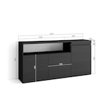 thumbnail of Credenza, Mobile, Cucina, Madia, mobile ingresso, 150x35x75cm, 3 Porte, grande stoccaggio, Stile moderno, Nero _ 67_1
