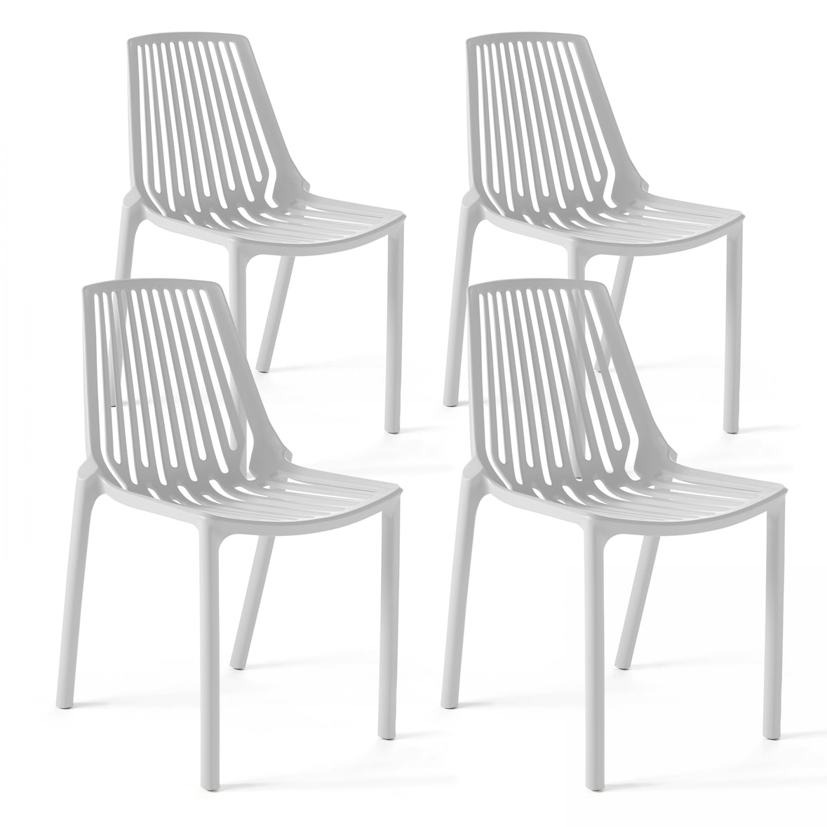 Set van 4 witte plastic stoelen - Oviala