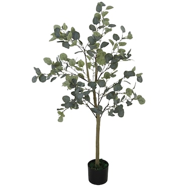 HOMCOM eucalipto artificial 120 cm planta artificial decorativa grande árbol artificial de interior con 230 hojas decoración para hogar verde
