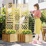 thumbnail of Sichtschutz Paravent Outdoor 133x62x165 cm klappbares Spalier mit 4 Blumenkästen Naturholz wetterfest für Garten Terrasse Poolbereich