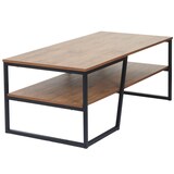 thumbnail of Couchtisch HWC-A27, Wohnzimmertisch Beistelltisch Sofatisch, Ablage Metall 3D-Struktur 46x110x60cm, Wildeiche-Optik