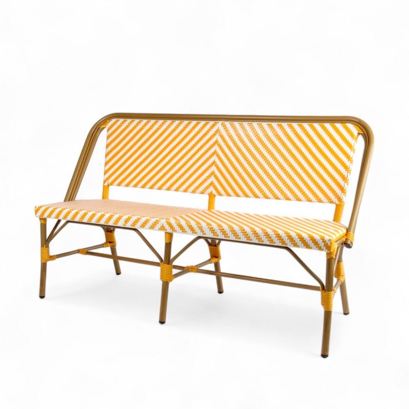 Sofá de terraza RIVOLI - Trenzado amarillo y blanco