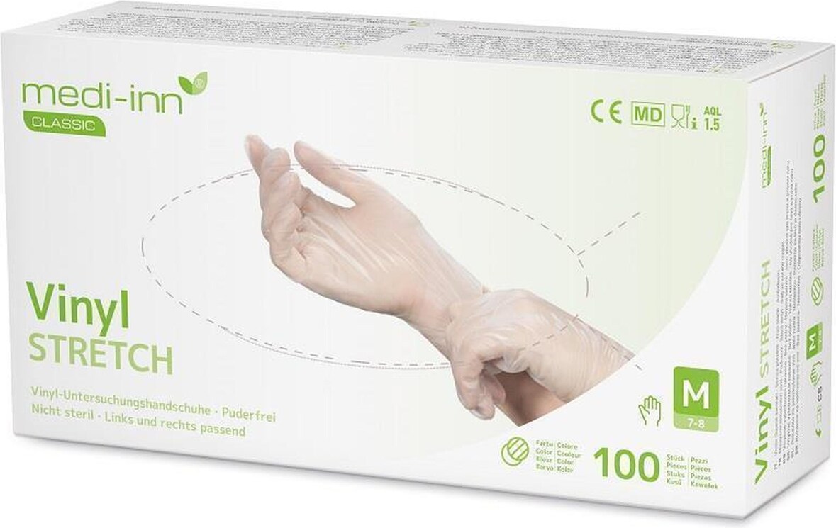 Medi-Inn Vinylhandschuhe Vinyl Stretch - Gr. M - 1000 Einmalhandschuhe