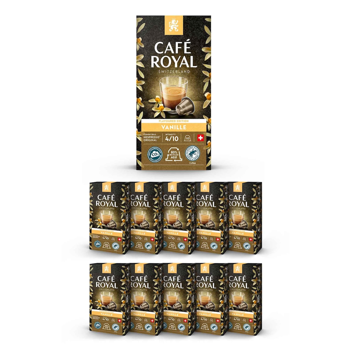 Café en Capsules Aluminium - Café Royal Pro | 100 Dosettes - Compatibles avec les Machines à café Nespresso®* Alu à usage Domestique - SAVEUR VANILLE