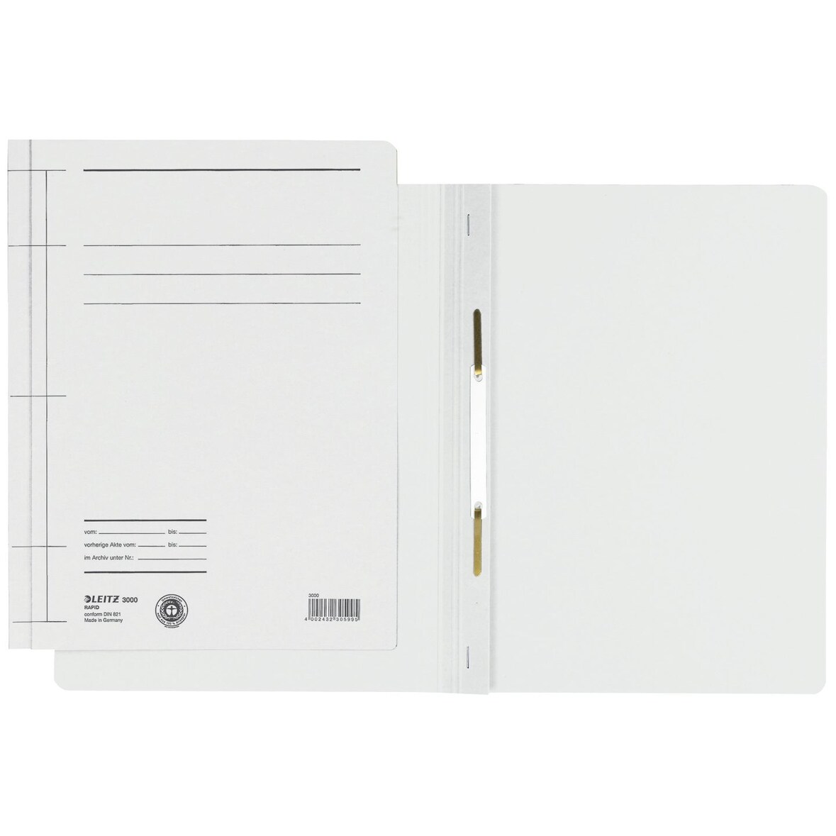 Leitz 3000-00-01 3000 Schnellhefter Rapid - A4, 250 Blatt, kfm. Heftung, Manilakarton (RC), weiß