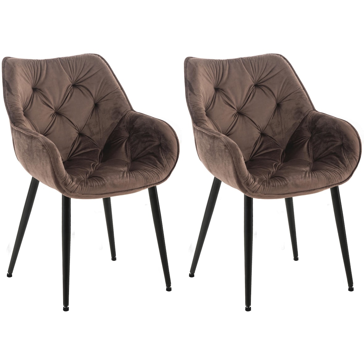 CHEFGASTRO 2er-Set Esszimmerstuhl BOSTON Samt HxBxT 83x58x62cm Samt Braun Küchenstuhl