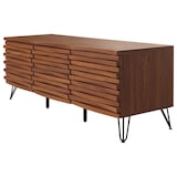 thumbnail of Porta TV HWC-M49, mobile televisione, moderno design 3D, legno massiccio di mango, metallo 52x142x44cm ~ color noce