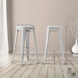 thumbnail of 4er Set Barhocker DOLAN - Metall Silber 43x43x76 cm | Barstuhl Tresenhocker Tresenstuhl Kneipenhocker Kneipenstuhl